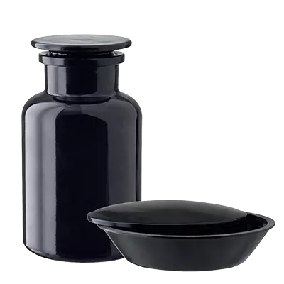 Violettglas Schale/Apothekerflasche
